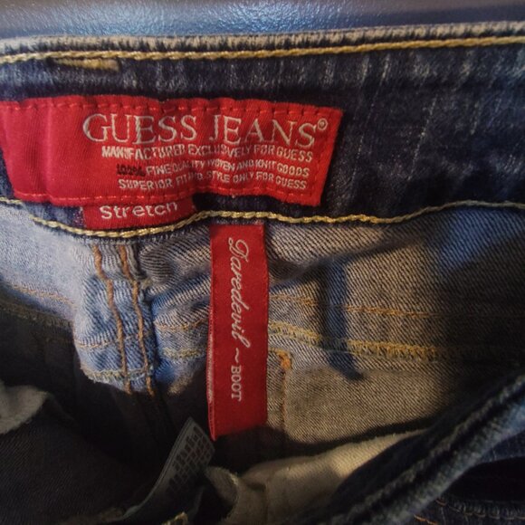Guess Blue Jeans Daredevil Stretch Low Rise Boot Cut Size 27 - Picture 4 of 11